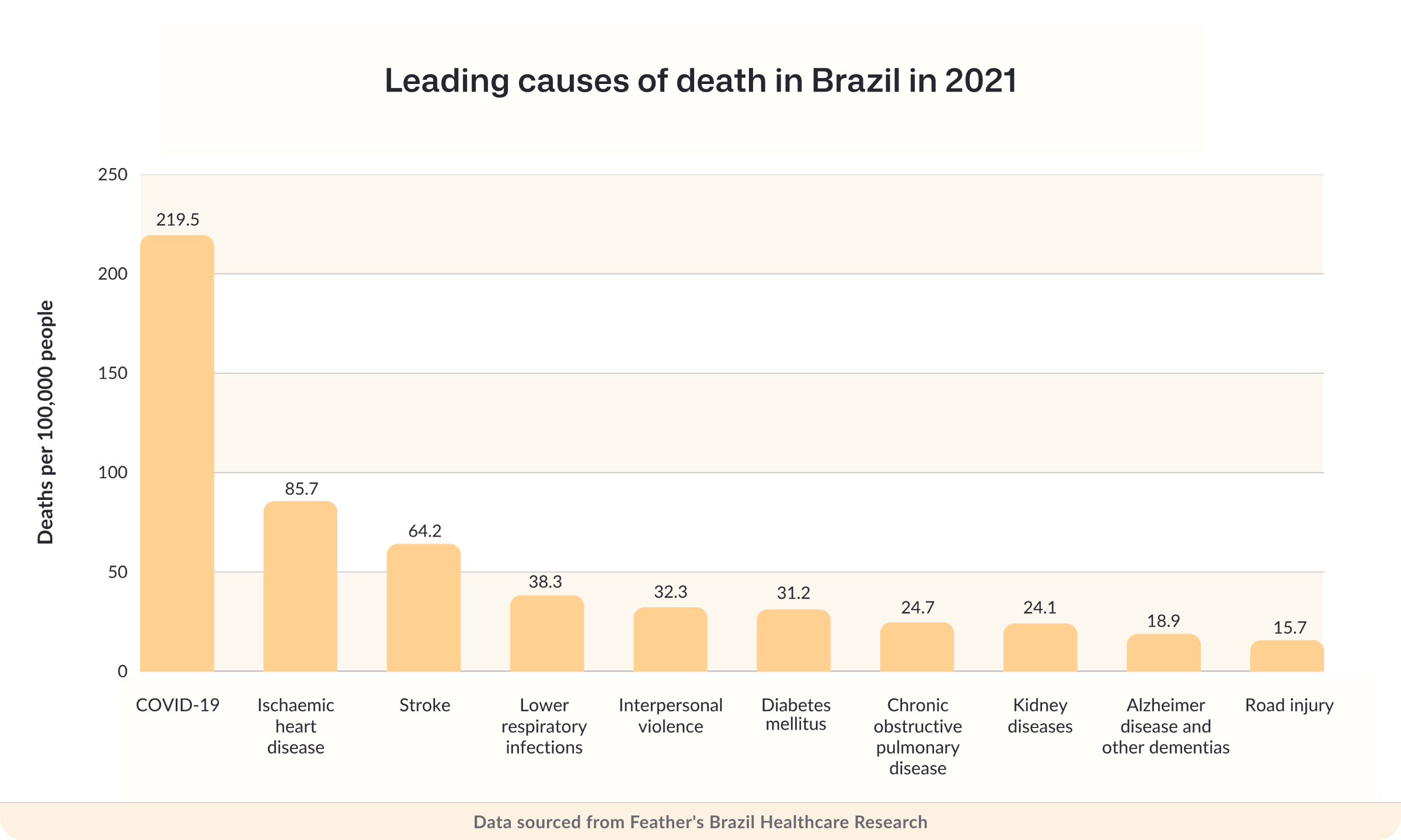 Leading causes of death in Brazil in 2021