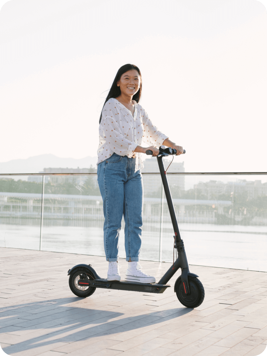 a woman on scooter
