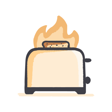 Burned toaster illustration
