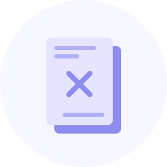 Icon showing a crossed paper