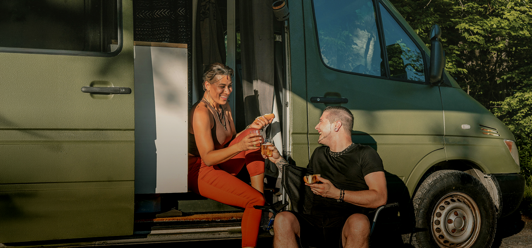 Expats in camper van in Italy