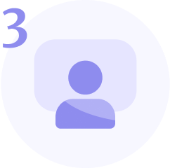 person in front of a screen logo