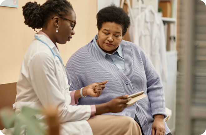 a patient and doctor sharing a diagnosis