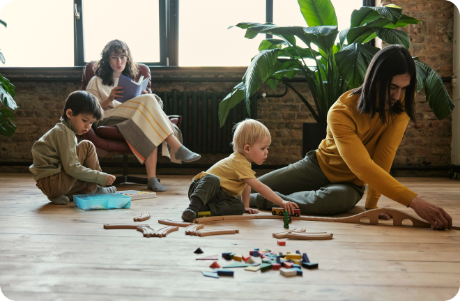 a room with children that are drawing