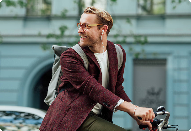 Man riding bike