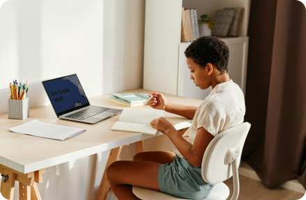A child doing homework in France.