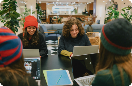 International students working on a project together in Hungary.