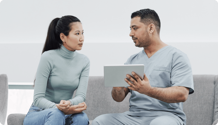 Doctor explaining treatment to a patient.