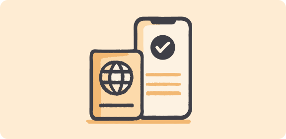 Illustration of a visa document and documents in the app