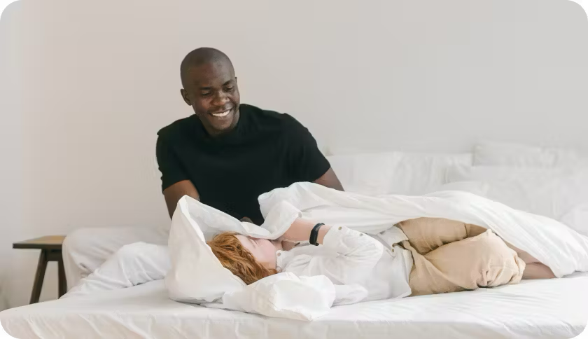 Man taking care of a child.