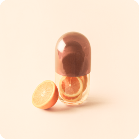 Pill on orange background