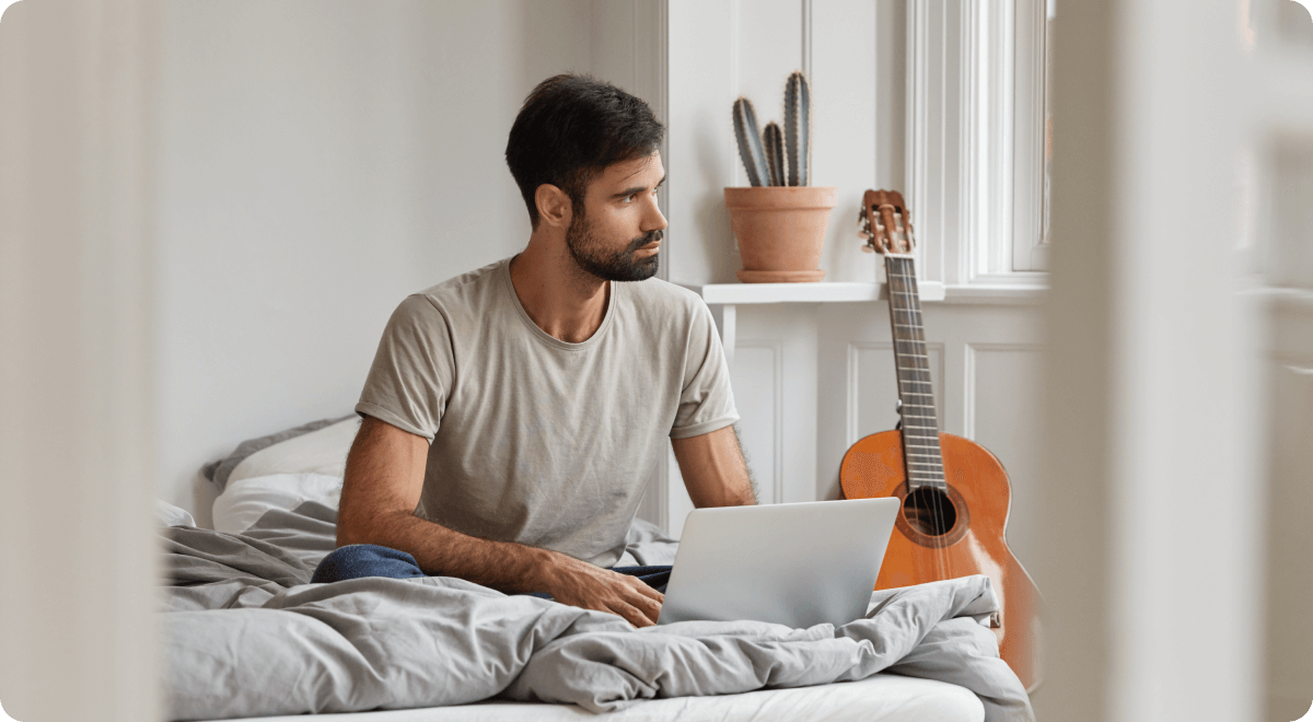Man working on his computer.